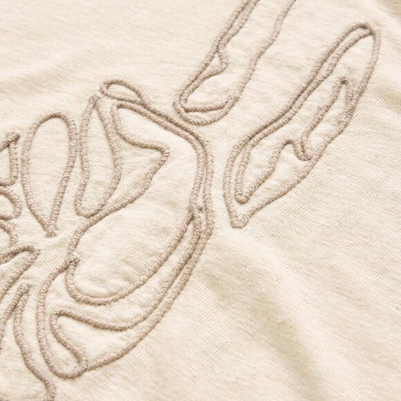 John Varvatos Men's Peace Sign Stitched Cording Linen SS Crew T-Shirt Twine - Picture 2 of 5